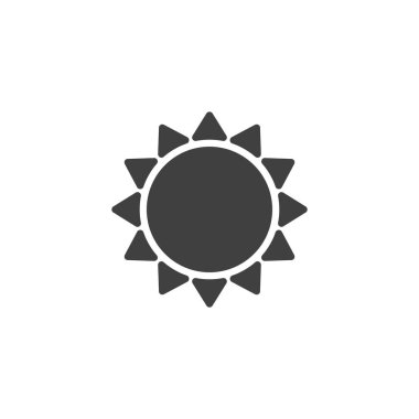 Isı kipi düğme vektör simgesi. Mobil konsept ve web tasarımı için güneş dolu düz tabela. Hava ısıtma sistemi kabartma simgesi. Yaz sembolü, logo illüstrasyonu. Vektör grafikleri