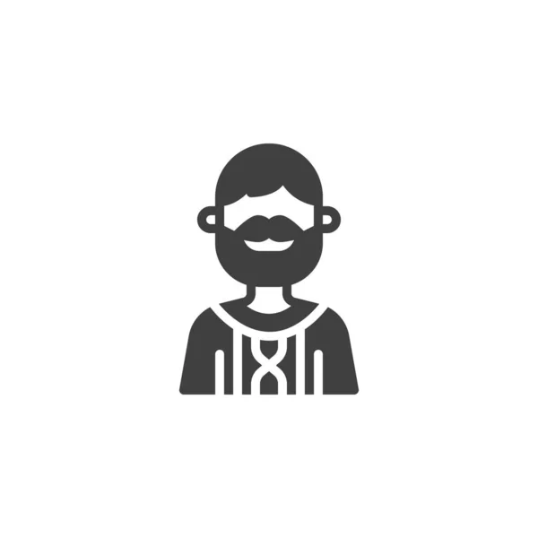 Hombre Con Barba Bigote Avatar Vector Icono Signo Plano Lleno — Archivo Imágenes Vectoriales