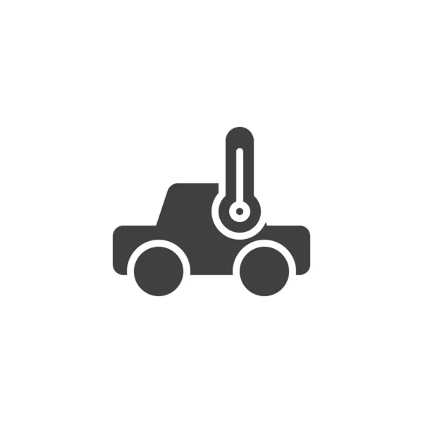Bilens Temperatur System Vektor Ikon Bil Och Termometerfylld Platt Skylt — Stock vektor
