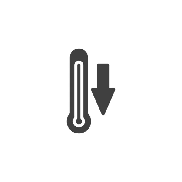 Temperatuur Omlaag Pijl Vector Pictogram Gevuld Plat Bord Voor Mobiel — Stockvector