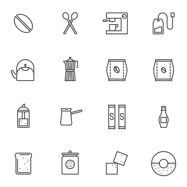 Conjunto Iconos Línea Cafetería Colección Símbolos Estilo Lineal Contorno Signos — Archivo Imágenes Vectoriales