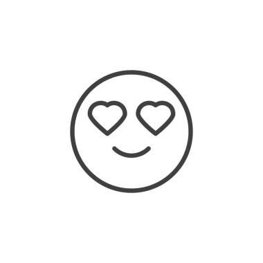 Kalp Gözlü Gülen Yüz çizgi simgesi