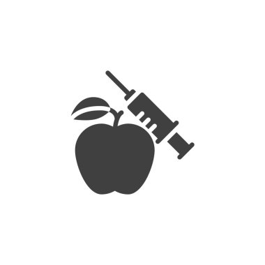 Şırınga vektörü simgesi olan elma