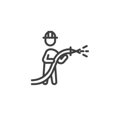 İtfaiyeci işçi mesleği avatar çizgisi simgesi