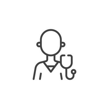 Tıp işçisi avatar çizgisi simgesi