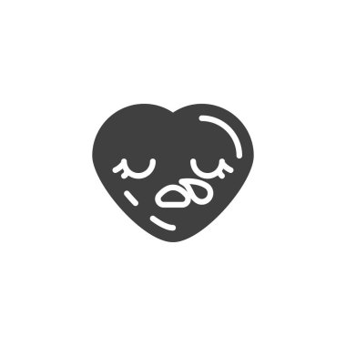 Uykulu kalp yüz emoji vektör simgesi