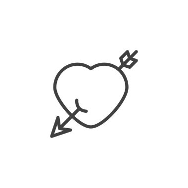 Aşk tanrısı ok çizgisi simgesine sahip kalp