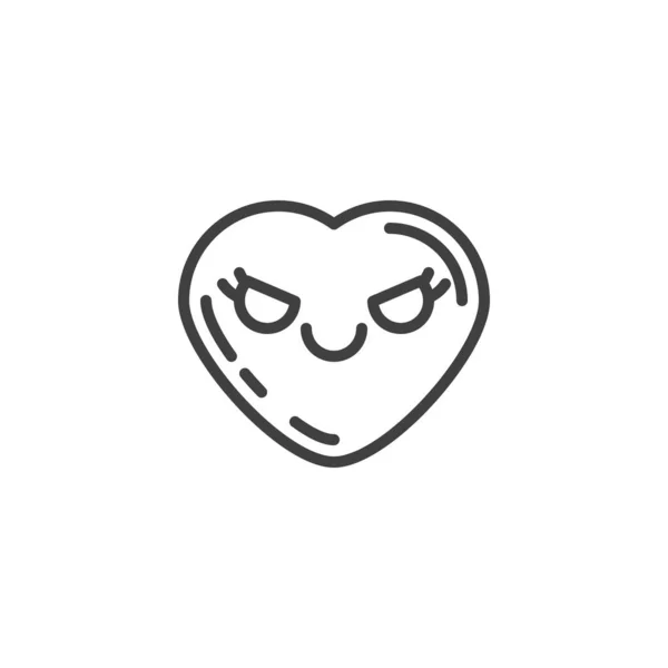 Heart Face With Wry Χαμόγελο emoji γραμμή εικονίδιο — Διανυσματικό Αρχείο