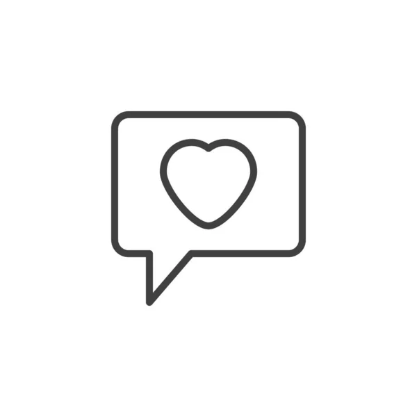 Cœur parole bulle ligne icône — Image vectorielle