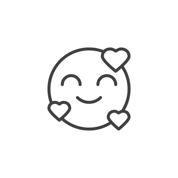 En amour smiley ligne icône — Image vectorielle