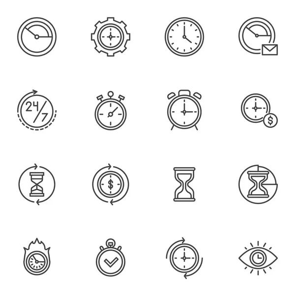 Reloj línea de tiempo iconos conjunto — Vector de stock