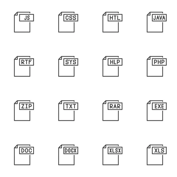 Tipe berkas ikon baris ditata - Stok Vektor