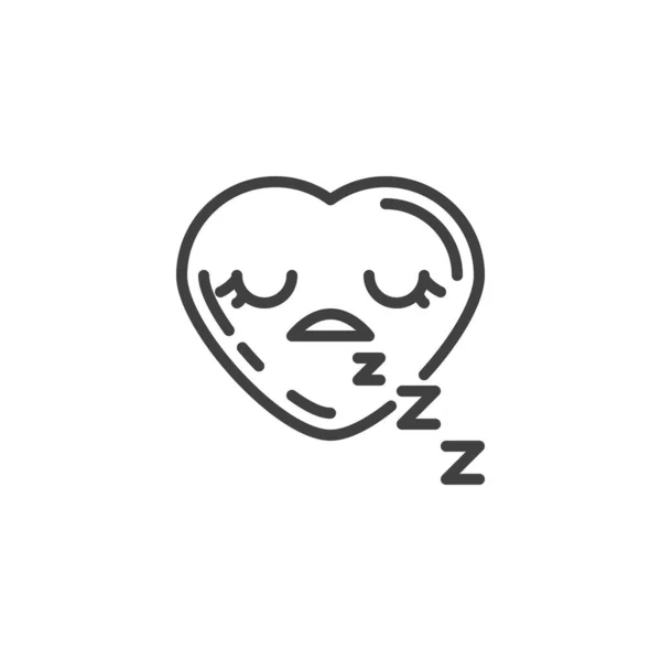 Sleeping heart face emoji line icon — Stock Vector