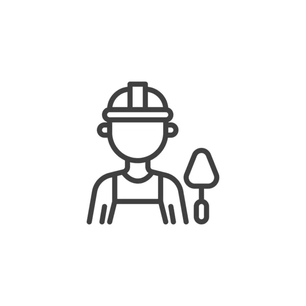 Construction worker with trowel line icon — Stock Vector