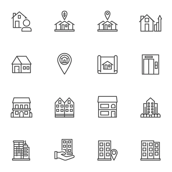 Real estate line icons set — Stock Vector