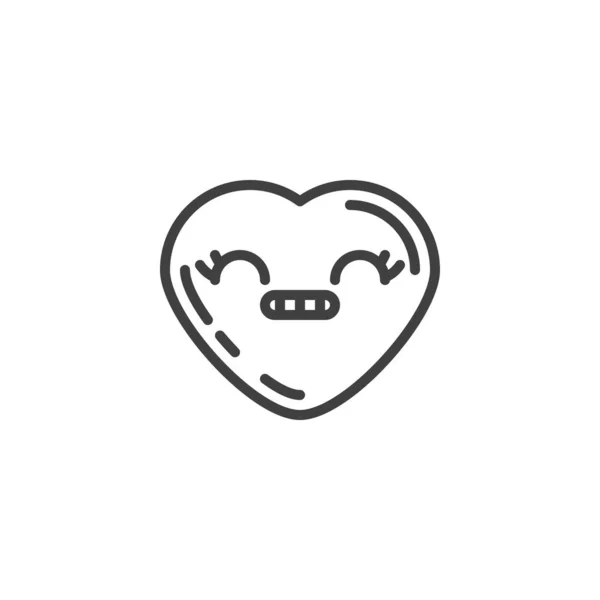 Grimacing καρδιά πρόσωπο emoji γραμμή εικονίδιο — Διανυσματικό Αρχείο