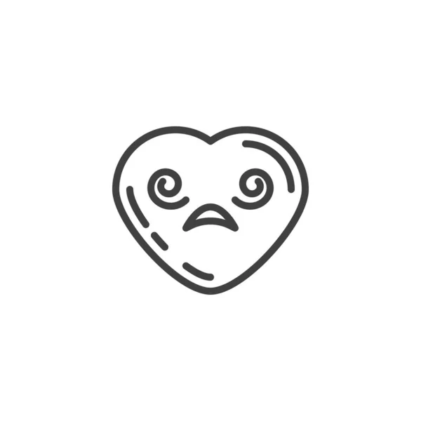 Dizzy heart Face emoji line icon — Stock Vector