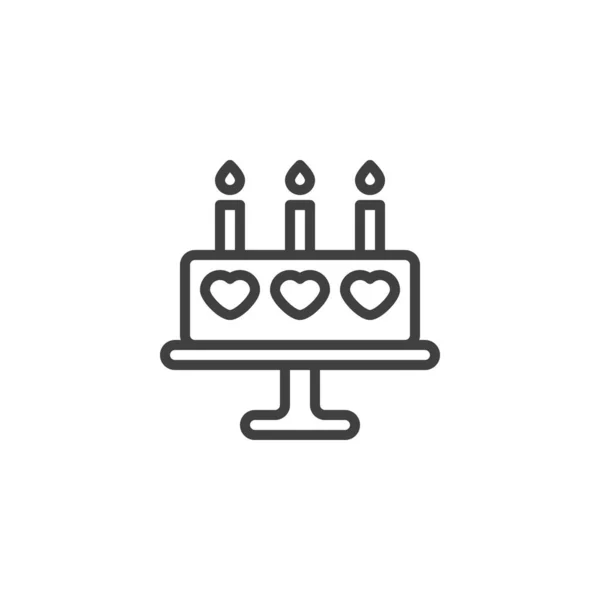 Торт на день рождения с иконой линии свечей — стоковый вектор