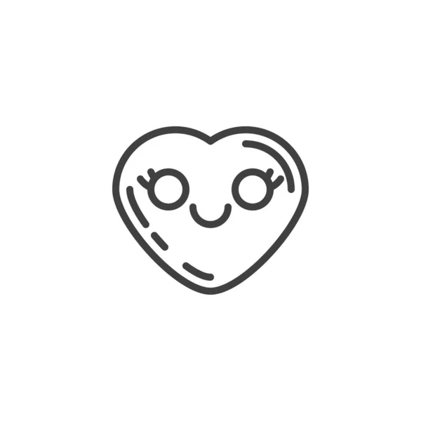 Icona della linea del cuore emoji felice — Vettoriale Stock