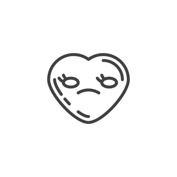 Unamused cuore faccia emoji linea icona — Vettoriale Stock