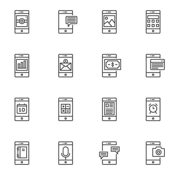 Fonction Smartphone icônes vectorielles ensemble — Image vectorielle