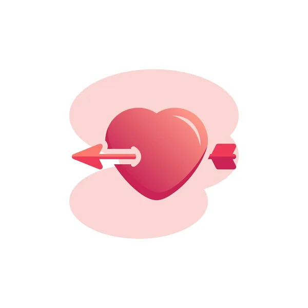 Cupid pil genomborrad hjärta platt ikon — Stock vektor