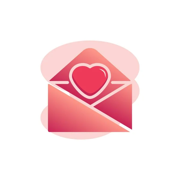 Abrir carta de amor ícone plano — Vetor de Stock