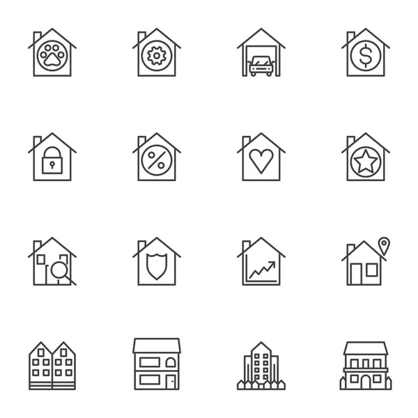 Conjunto de iconos de línea de servicio inmobiliario — Vector de stock