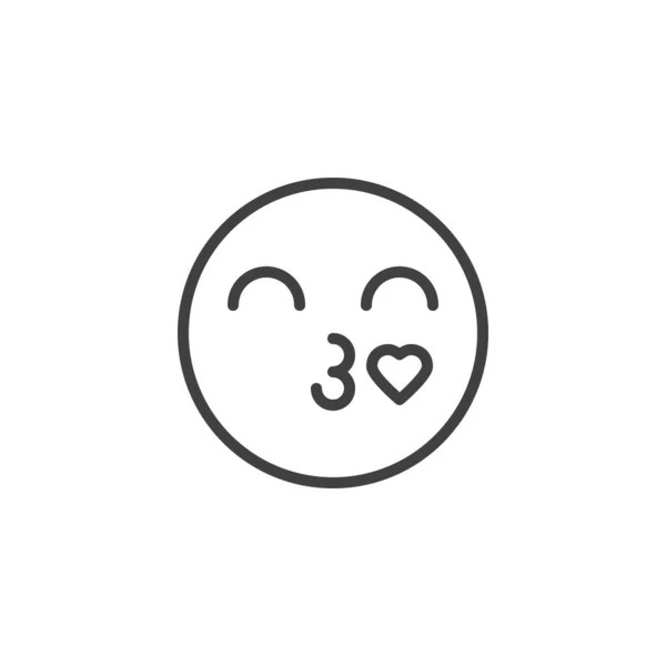 Φυσώντας καρδιά φιλί emoji εικονίδιο γραμμή — Διανυσματικό Αρχείο