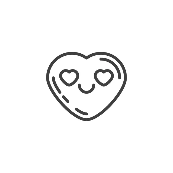 Kalp-Gözleri ile Gülen Yüz emoji çizgi simgesi — Stok Vektör