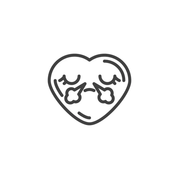 Cuore faccia con vapore da naso emoji linea icona — Vettoriale Stock