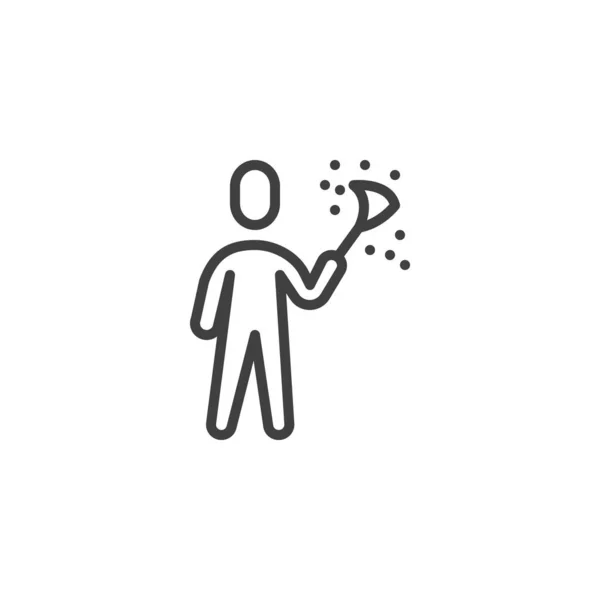 Man cleaning dust line icon — Stockový vektor