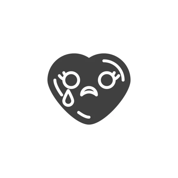 Chorando coração rosto emoji vetor ícone — Vetor de Stock