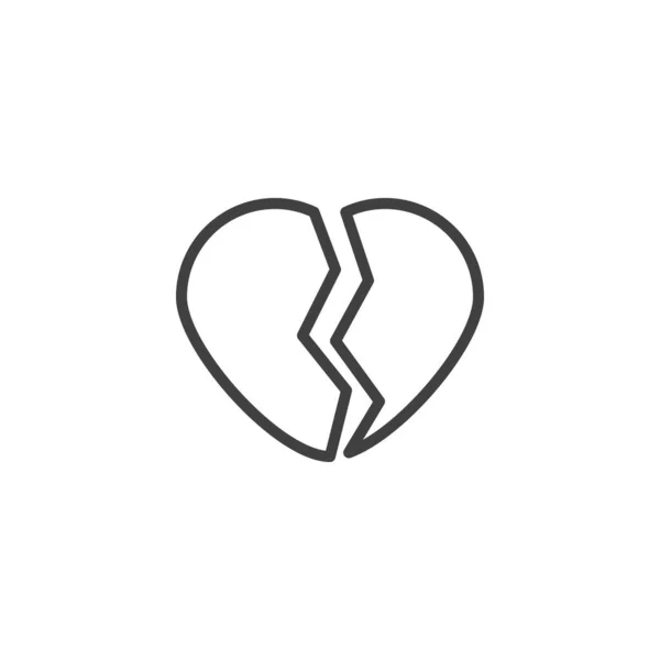 Icono de línea de corazón roto — Vector de stock