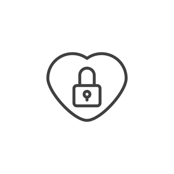 Heart lock line icon — Stock Vector