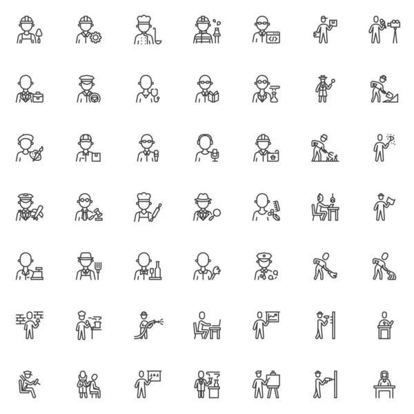 Personnes professions ligne icônes ensemble — Image vectorielle