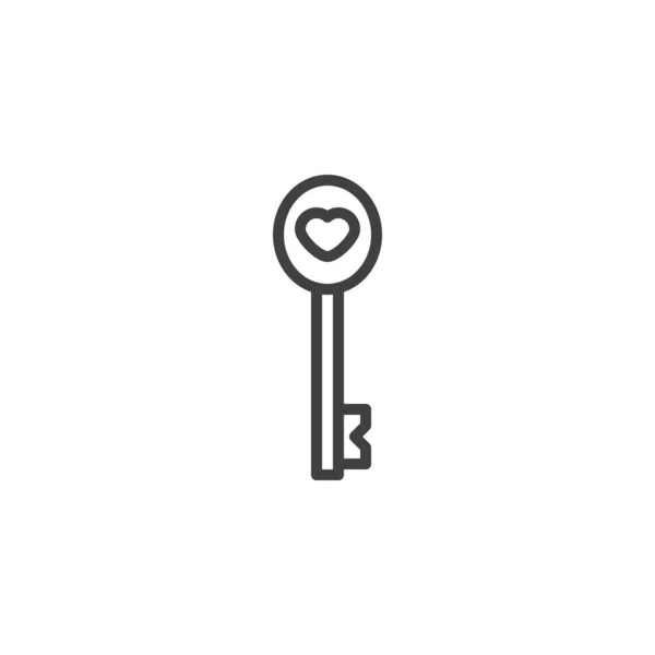 Heart key line icon — Stock Vector