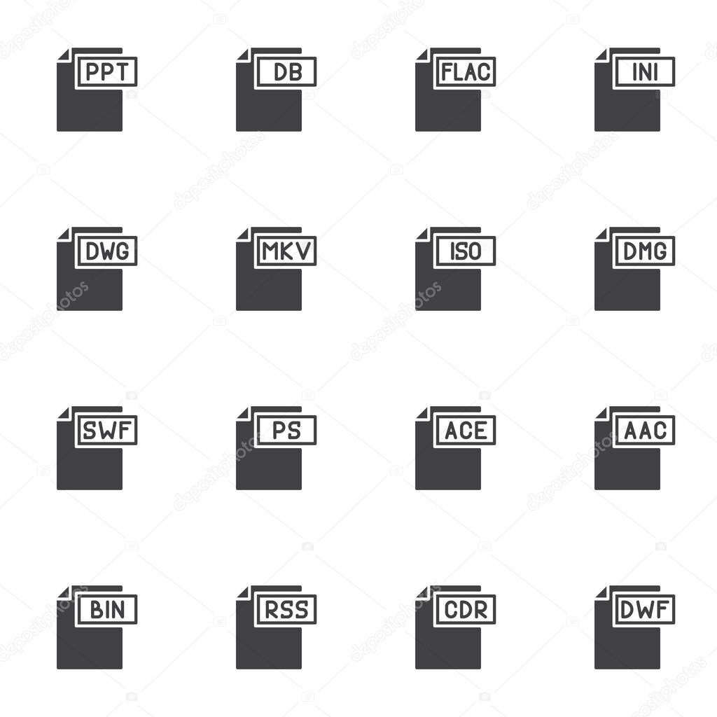 Document File Format vector icons set
