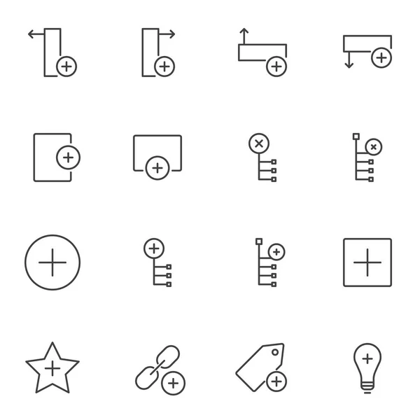 Veri Ekle, artı satır simgeleri ayarlandı — Stok Vektör