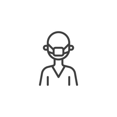 Tıbbi koruyucu maske çizgisi simgesi olan bir doktor.