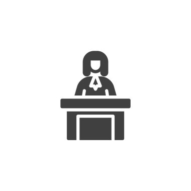 Yargıç masa vektör simgesinde oturuyor