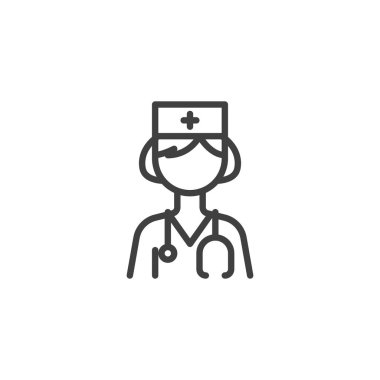 Steteskop çizgisi simgesi olan kadın doktor