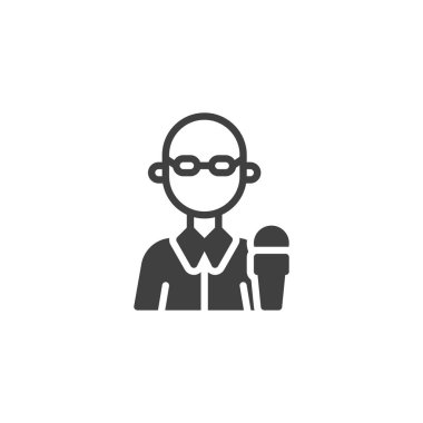 Muhabir ve mikrofon vektör simgesi