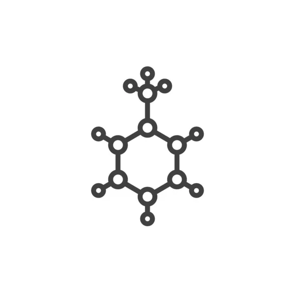 Ícone de linha de estrutura molecular tolueno —  Vetores de Stock