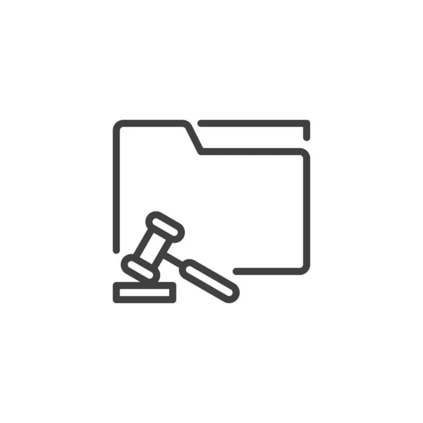 Court mappe med dommer gavel linje ikon – Stock-vektor