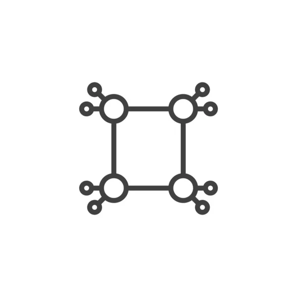 Ciclobutano formula molecolare linea icona — Vettoriale Stock