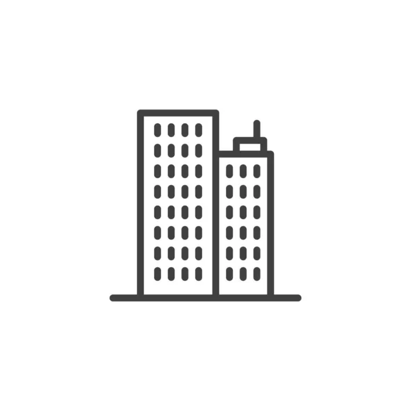 Office buildings facade line icon — 스톡 벡터