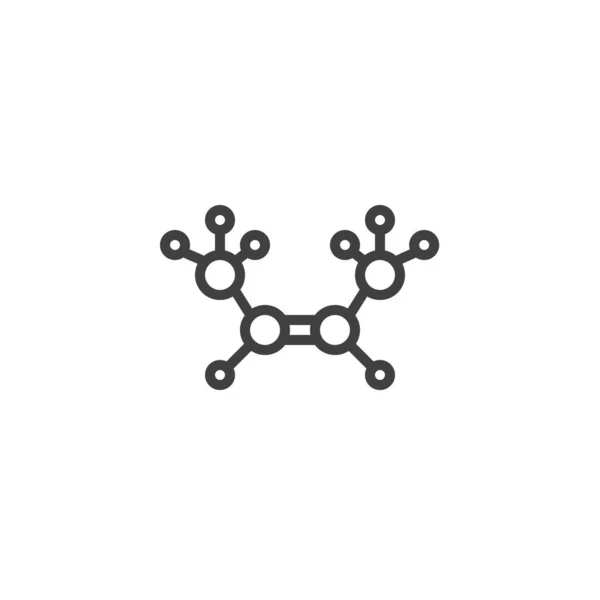 Ícone de linha de estrutura molecular buteno —  Vetores de Stock