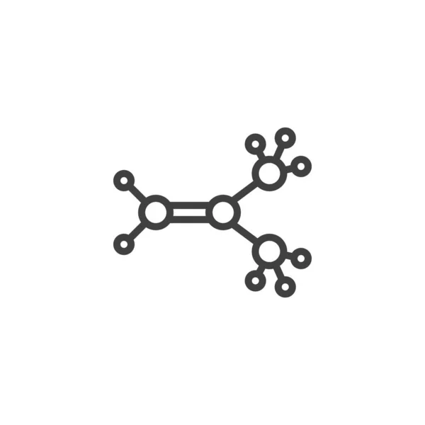 Icono de línea de estructura molecular de isobutileno — Vector de stock