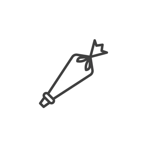 Sac de glaçage avec icône de ligne de buse — Image vectorielle